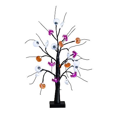 nearly natural 2-ft. Pre-Lit Artificial Halloween Eyeballs, Ghosts, Bats & Pumpkins Tree