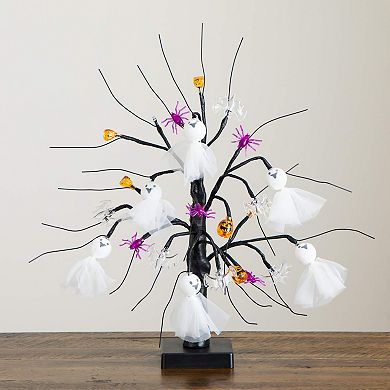 nearly natural 18-Inch Pre-Lit Artificial Halloween Ghost Doll & Ornament Tree