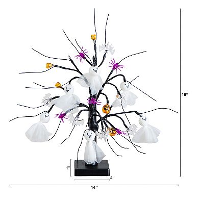 nearly natural 18-Inch Pre-Lit Artificial Halloween Ghost Doll & Ornament Tree