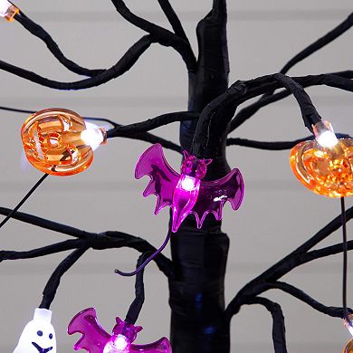 nearly natural 18-Inch Pre-Lit Artificial Halloween Ghost, Bats & Pumpkins Ornament Tree