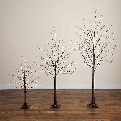 nearly natural 3-pk. Artificial Birch Trees with Warm White LED Lights