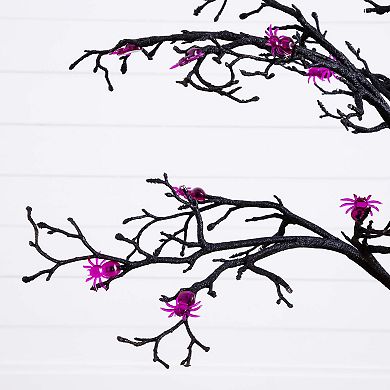 nearly natural 4-ft. Pre-Lit Artificial Halloween Spider Twig Tree with LED Lights