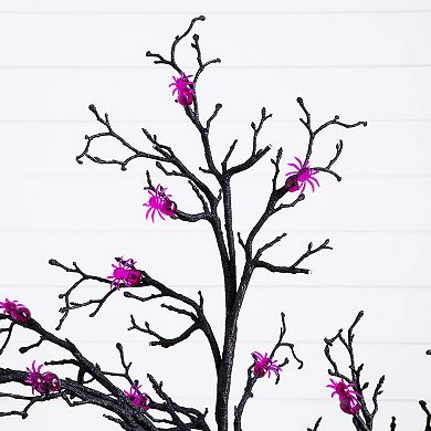 nearly natural 4-ft. Pre-Lit Artificial Halloween Spider Twig Tree with LED Lights