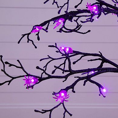 nearly natural 4-ft. Pre-Lit Artificial Halloween Spider Twig Tree with LED Lights