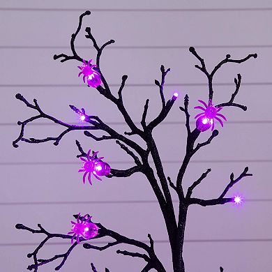 nearly natural 4-ft. Pre-Lit Artificial Halloween Spider Twig Tree with LED Lights