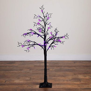 nearly natural 4-ft. Pre-Lit Artificial Halloween Spider Twig Tree with LED Lights