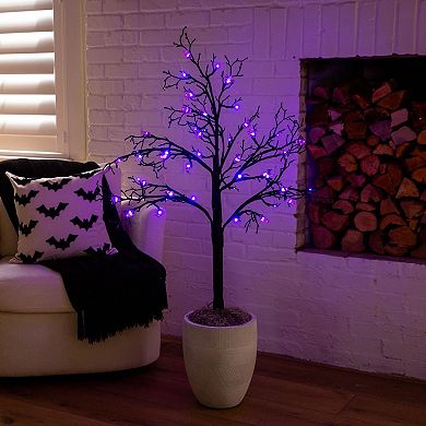 nearly natural 4-ft. Pre-Lit Artificial Halloween Spider Twig Tree with LED Lights