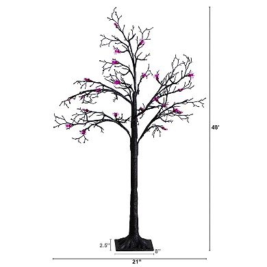 nearly natural 4-ft. Pre-Lit Artificial Halloween Spider Twig Tree with LED Lights