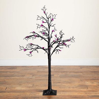 nearly natural 4-ft. Pre-Lit Artificial Halloween Spider Twig Tree with LED Lights