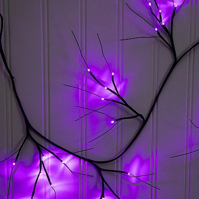 nearly natural 6.5-ft. Pre-Lit Artificial Black Twig Garland with 48 LED Lights