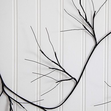nearly natural 6.5-ft. Pre-Lit Artificial Black Twig Garland with 48 LED Lights