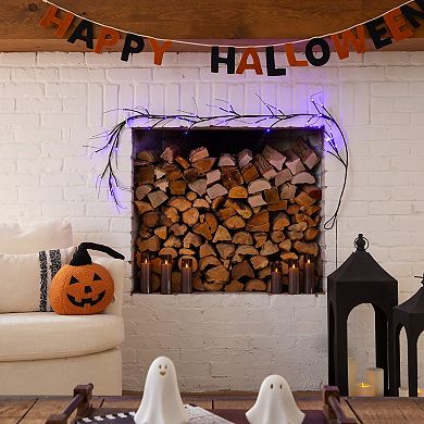 nearly natural 6.5-ft. Pre-Lit Artificial Black Twig Garland with 48 LED Lights