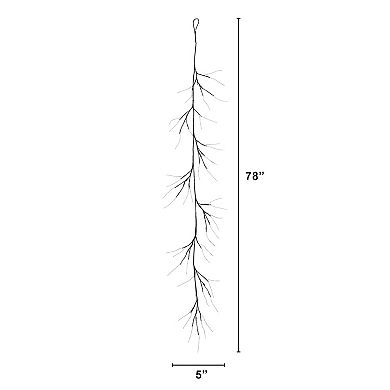 nearly natural 6.5-ft. Pre-Lit Artificial Black Twig Garland with 48 LED Lights