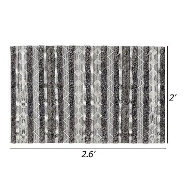 Ako 2 X 3 Indoor Outdoor Small Area Rug, Abstract Design, Gray Tones