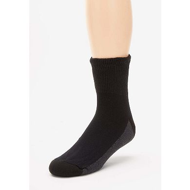 KingSize Men's 1/4"" Length Cushioned Crew 6 Pack Socks