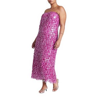 ELOQUII Women's Plus Size Strapless Paillette Dress