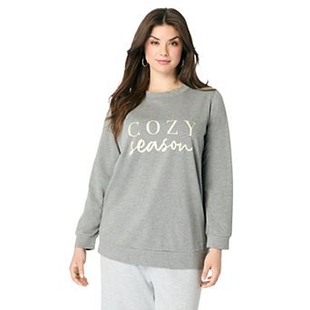 Roaman's Women's Plus Size Comfort+ Fleece Printed Sweatshirt