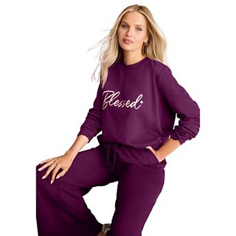 Roaman's Women's Plus Size Comfort+ Fleece Printed Sweatshirt
