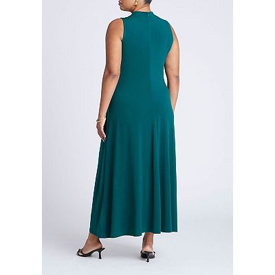 ELOQUII Women's Plus Size Mock Sleeveless Maxi Dress - Botanical Garden