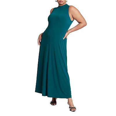 macys formal wedding guest dresses Althea Plus Size Square Neck Satin Semi-Formal Dress– Hello Curve main image 1