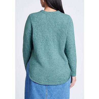 ELOQUII Women's Plus Size Scoop Hem Sweater