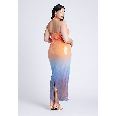 ELOQUII Women's Plus Size Ombre Star Sequin Dress