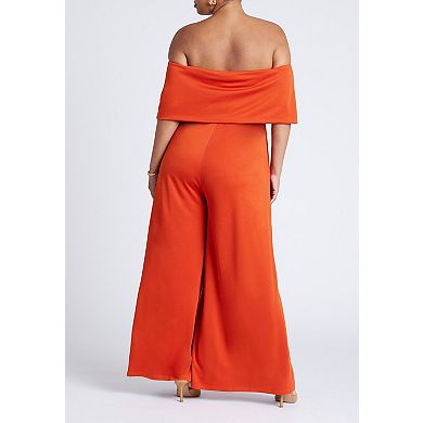 ELOQUII Women's Plus Size Off Shoulder Jumpsuit