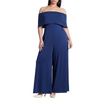 ELOQUII Women's Plus Size Off Shoulder Jumpsuit