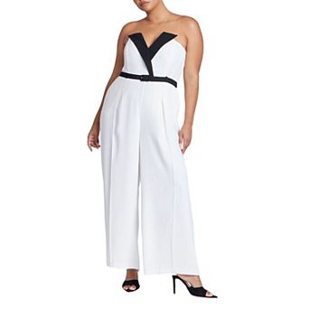 ELOQUII Women's Plus Size Tuxedo Jumpsuit
