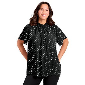 Avenue Women's Plus Size Twist Front Mockneck Flutter Sleeve Blouse