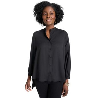 Jessica London Women's Plus Size Pleated Back Georgette Tunic