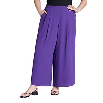 ELOQUII Women's Plus Size Wide Leg Chiffon Pant