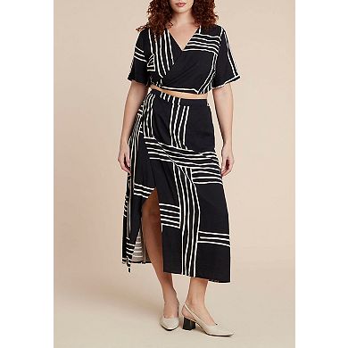 ELOQUII Women's Plus Size Printed Wrap Top