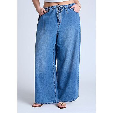 ELOQUII Women's Plus Size Loose Drawstring Waist Jean