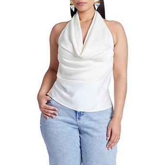 ELOQUII Women's Plus Size Satin Halter Top