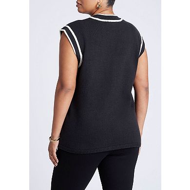 ELOQUII Women's Plus Size Oversized Sweater Vest
