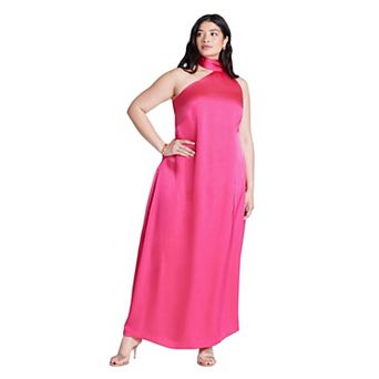 ELOQUII Women's Plus Size Scarf Neck Maxi Dress