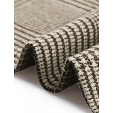 Houndstooth Jacket for Women's Peter Pan Collar Long Sleeve Button Down Vintage Winter Coat