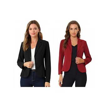 2 Packs Women's Work Lapel Collar Stretchy Jacket Suit Blazer