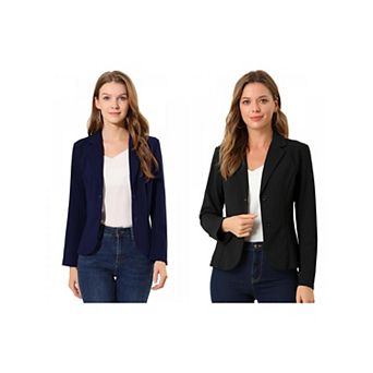 2 Packs Women's Work Lapel Collar Stretchy Jacket Suit Blazer