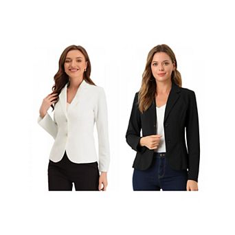 2 Packs Women's Work Lapel Collar Stretchy Jacket Suit Blazer