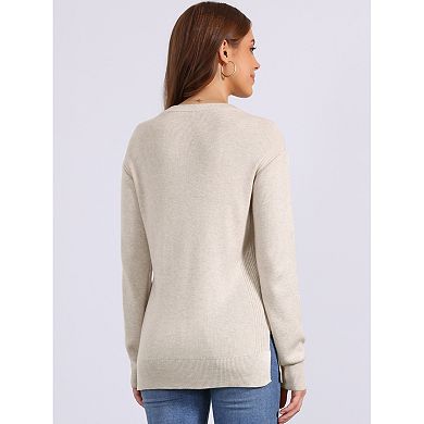 Pullover Sweaters for Women Long Sleeve Crew Neck Knit Sweater Tops Casual Fall Outfit