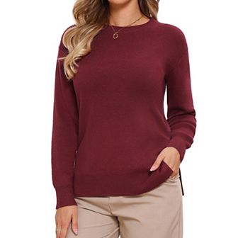 Pullover Sweaters for Women Long Sleeve Crew Neck Knit Sweater Tops Casual Fall Outfit