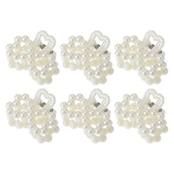 Women's Fashion Pearl Mini Hair Clip Pearl Hairdo Clips 6 pc