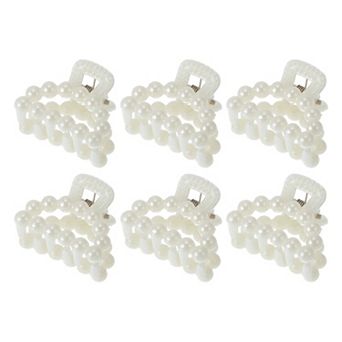Women's Fashion Pearl Mini Hair Clip Pearl Hairdo Clips 6 pc