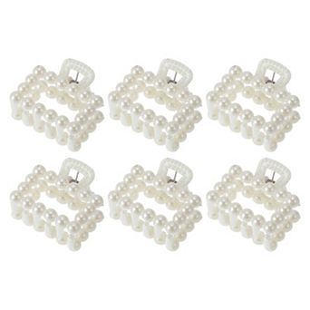 Women's Fashion Pearl Mini Hair Clip Pearl Hairdo Clips 6 pc