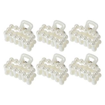 Women's Fashion Pearl Mini Hair Clip Pearl Hairdo Clips 6 pc