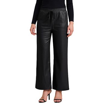 Women's Faux Leather Pants High Waist Straight Leg Pant Trousers with Pockets Party Outfit