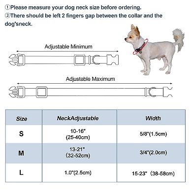 Dog Collar, Soft PU Durable Heavy Duty with Quick Release Metal Buckle, Puppy, Adjustable for Dogs