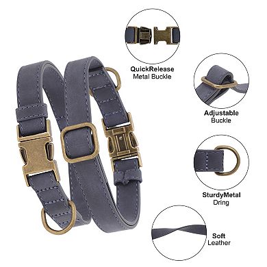 Dog Collar, Soft PU Durable Heavy Duty with Quick Release Metal Buckle, Puppy, Adjustable for Dogs
